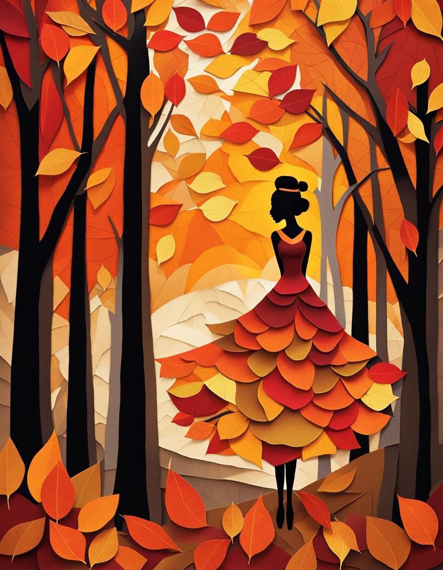 Autumn Paper Dress in Vibrant Fall Colors