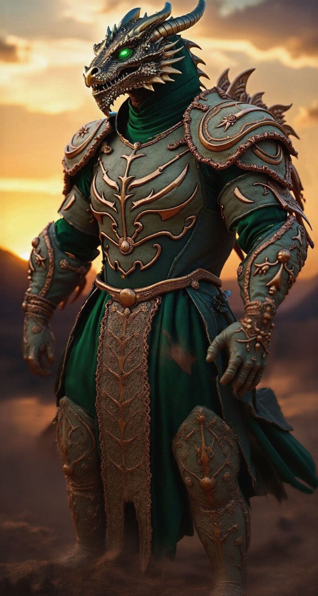 Detailed Dragonborn Paladin in Dark Fantasy Style