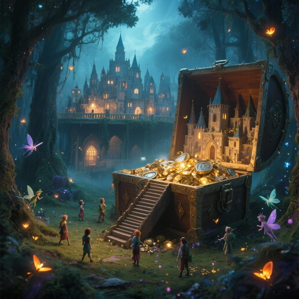 Magical Two-Level City Inside Treasure Chest