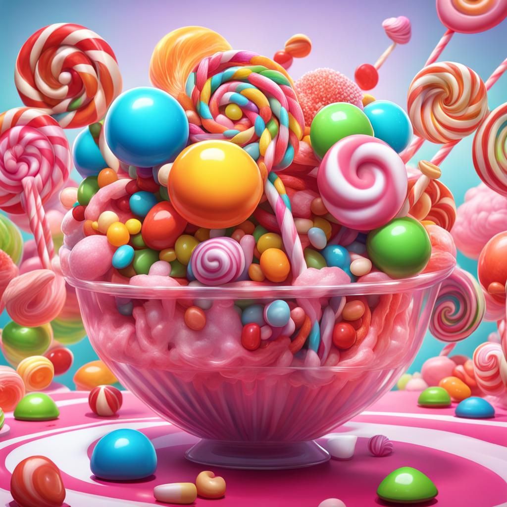 Whimsical Candyland Art in a Hyperrealistic Style