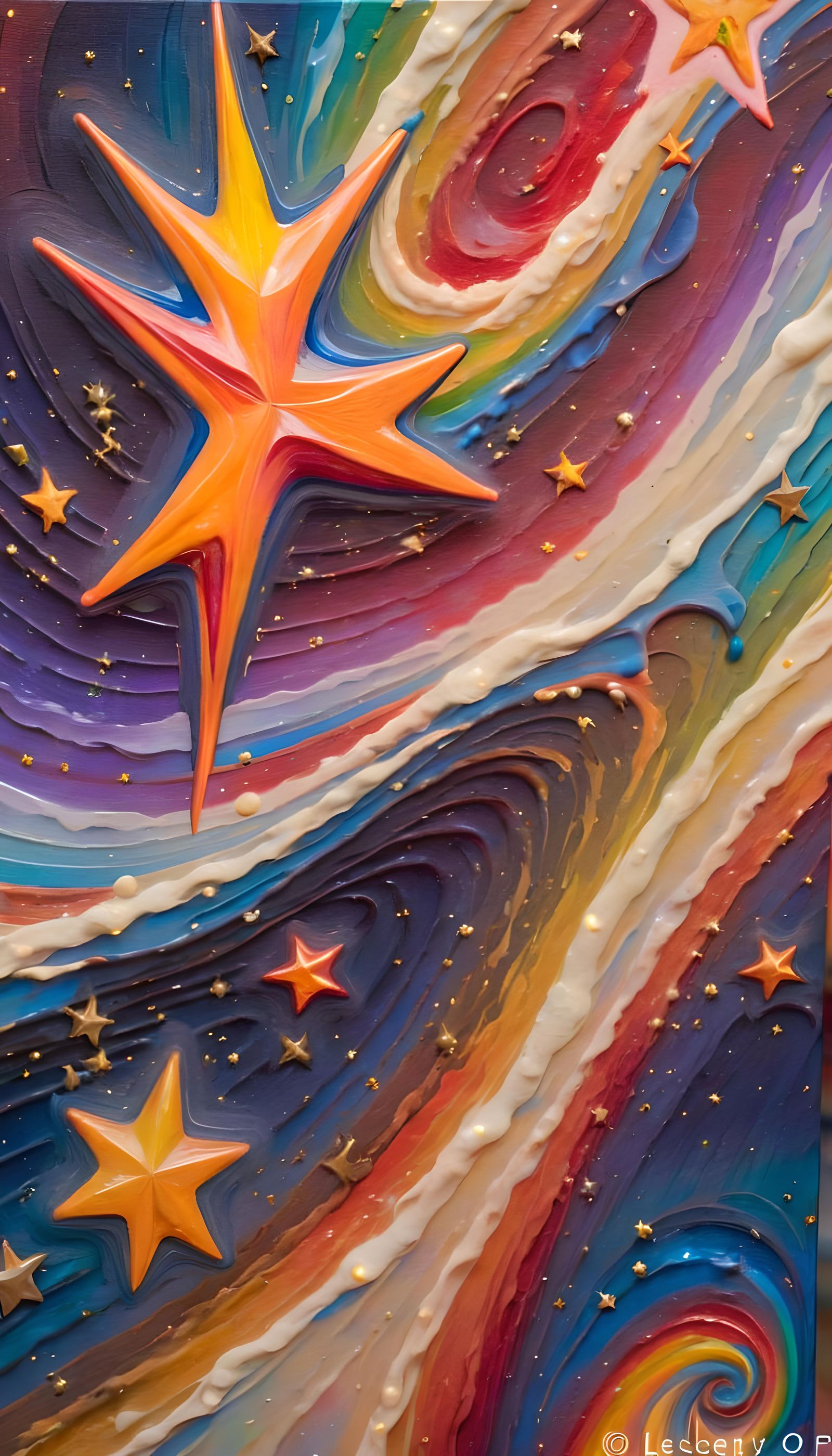 Swirling Star-Beings Forming as Antipasto Oil Painting