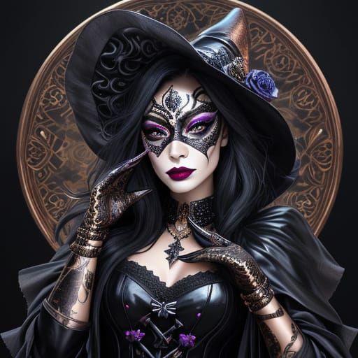 Ethereal Goth Enchantress in Black Leather