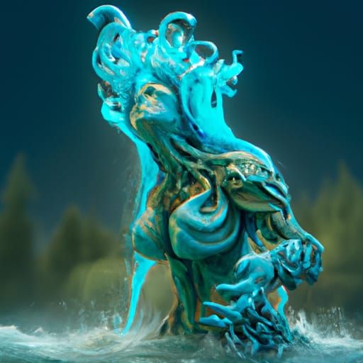 Detailed Water Elemental Fantasy Concept Art