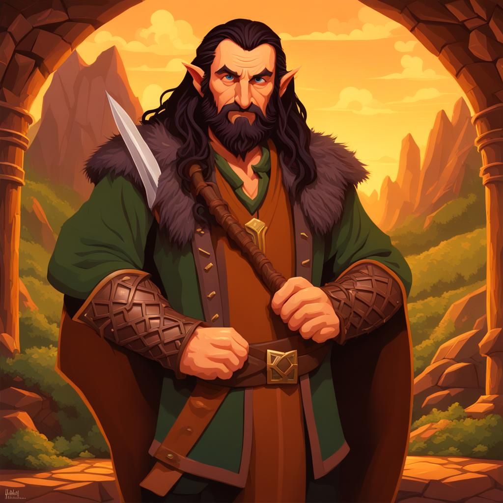 Thorin Oakenshield in Fantasy Illustration Style