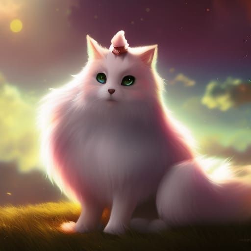 Anime Style Furry Fox-Cat Hybrid Digital Art