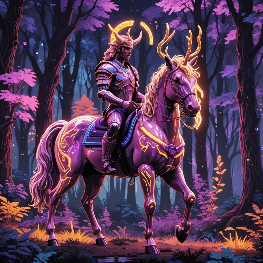 Neon Centaur in Retro Arcade Style