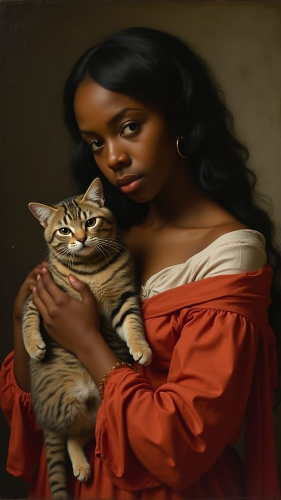 Renaissance Portrait of Woman with Cat