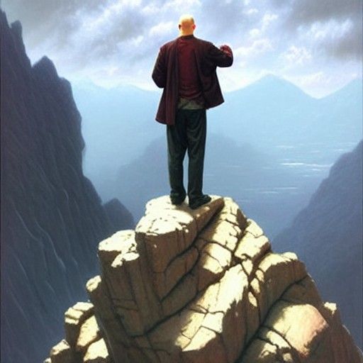 Bald Man Contemplates Dreams Under Red Dragon