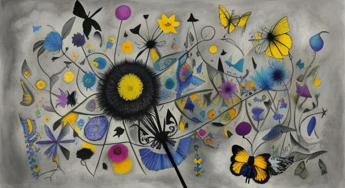 Winged Fairies in Dandelion Dreamscape, Surrealist Style