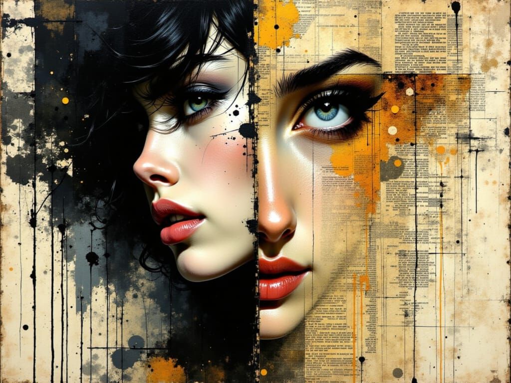 Split Portrait: Impressionistic Texture Meets Realistic Coll...