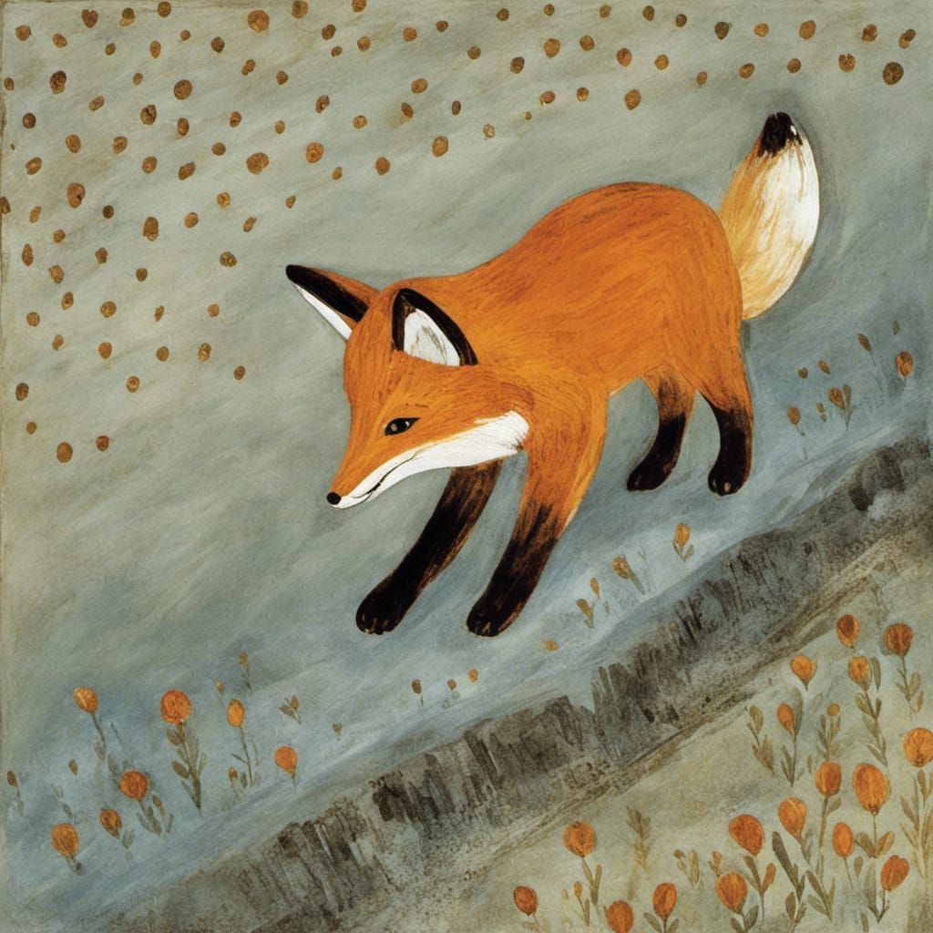 Fox on Roadside: A Whimsical Scene