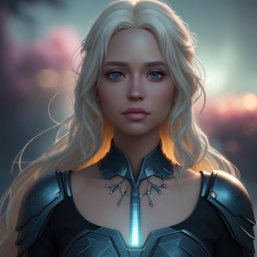 Young Woman with Mismatched Eyes in 3D Concept Art