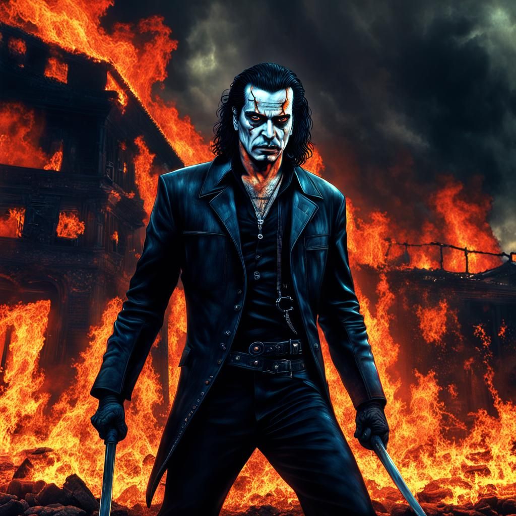 Hyperrealistic Eric Draven Rescuing Soulmate From Burning Wo...