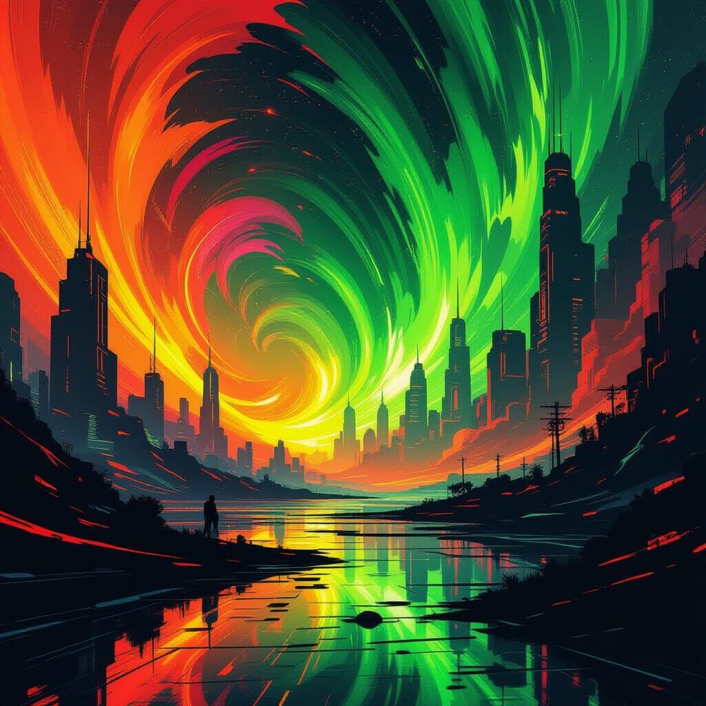 Vibrant Neon Colors in a Futuristic Cyberpunk Style