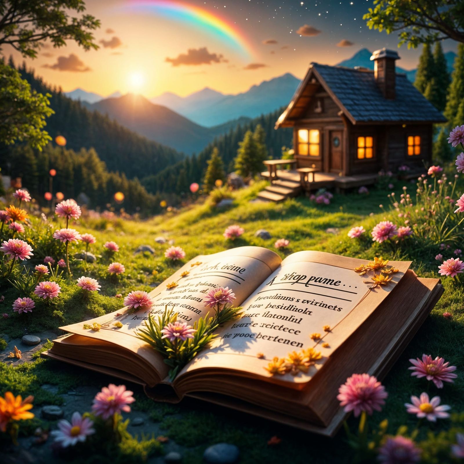 Magical Meadow Recipe Book with Rainbow and Cottage