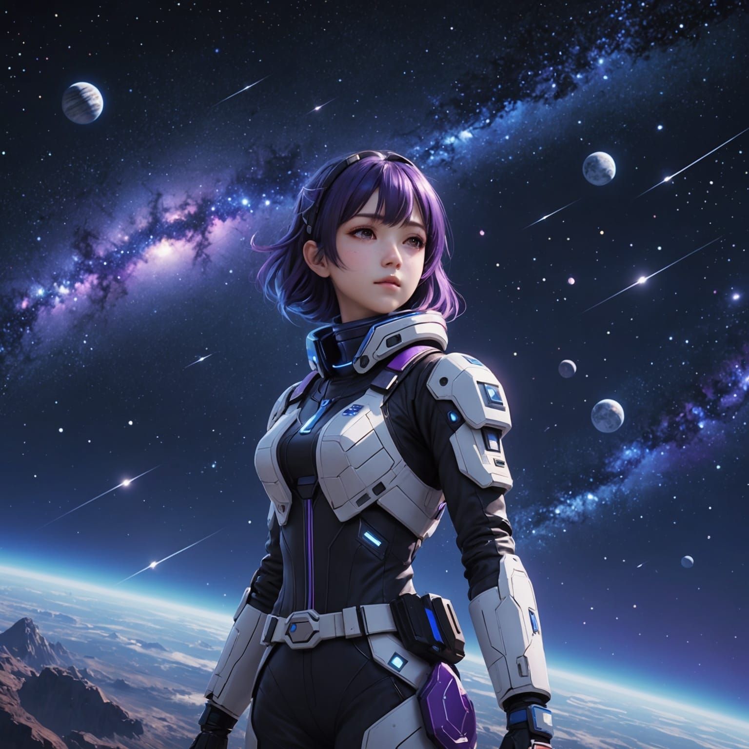 Anime Style Stars in Deep Space: 3D Render