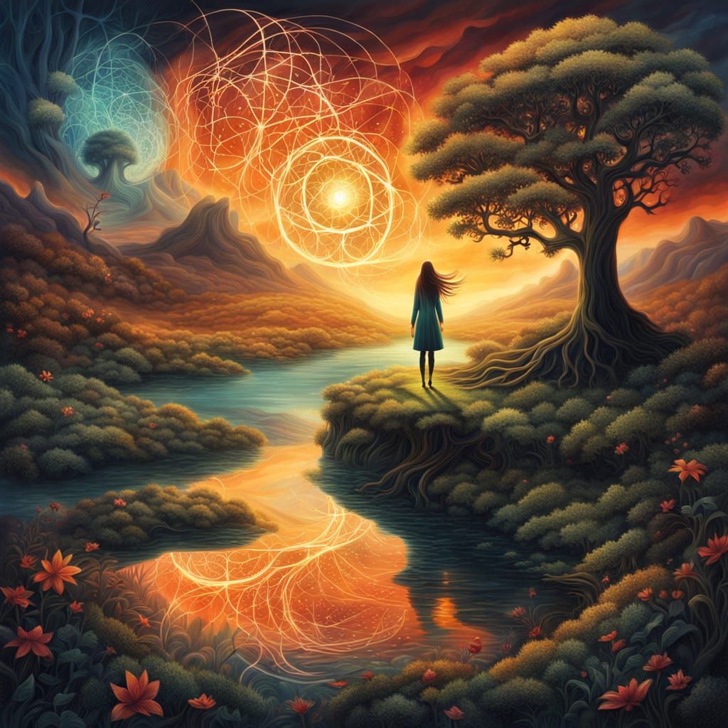 Surreal Bio Art of a Glowing Woman Embracing Strength and Au...