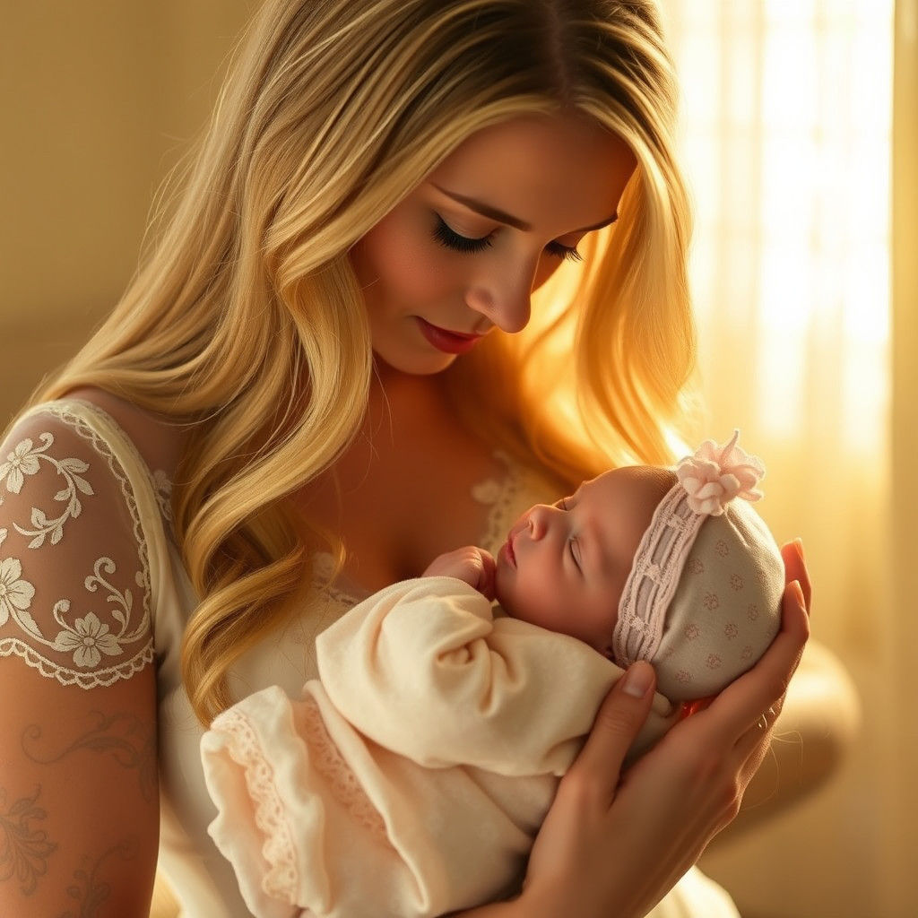 Mother and Child Portrait in Warm Golden Light