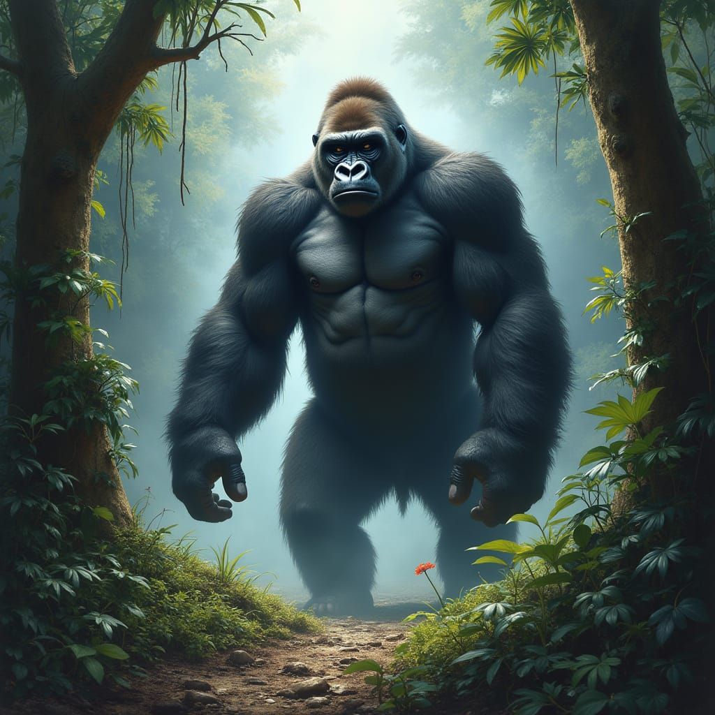 Gorilla Warrior Defends Jungle Sanctuary