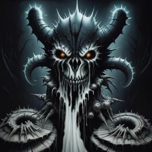 Creepy Gothic Face with Spiky Hair in Digital Art
