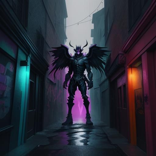 Handsome demon,concept art, 2d digital art, evil colours, ra...