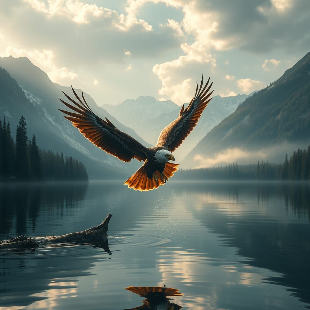 Epic Golden Eagle Lands on Pristine Lake in a Dramatic Digit...