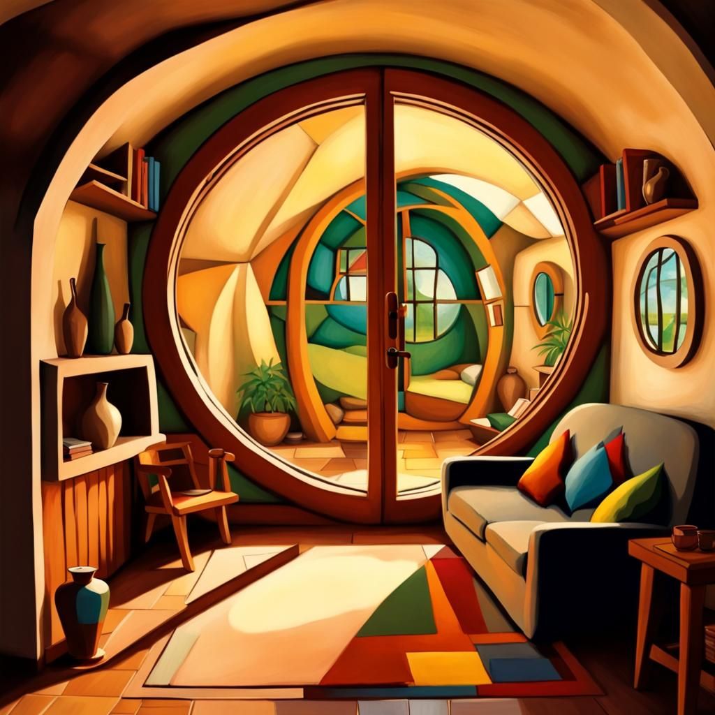 Hobbit House Interior in Cubist Style