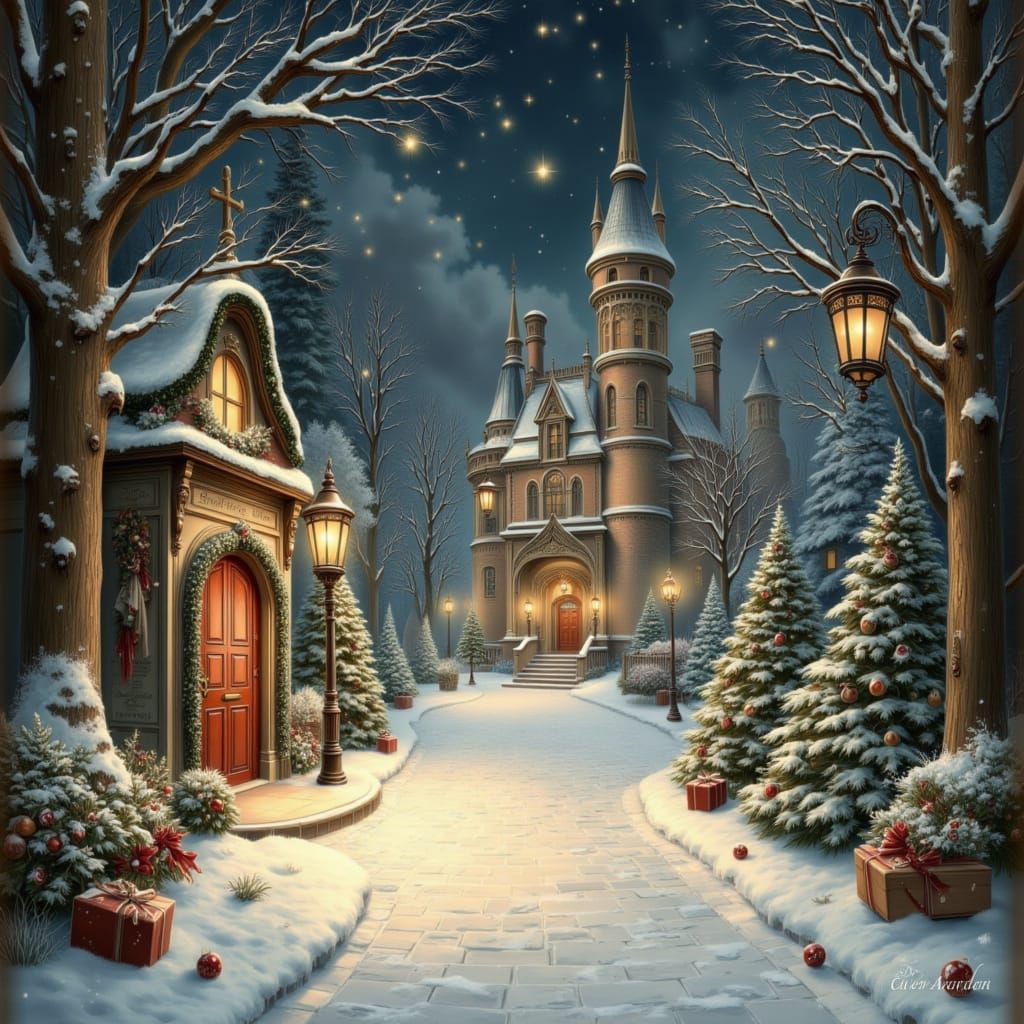 Enchanted Winter Castle in Storybook Style