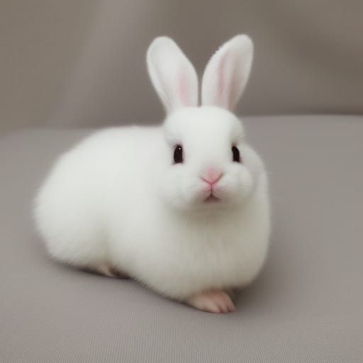 Realistic White Baby Bunny
