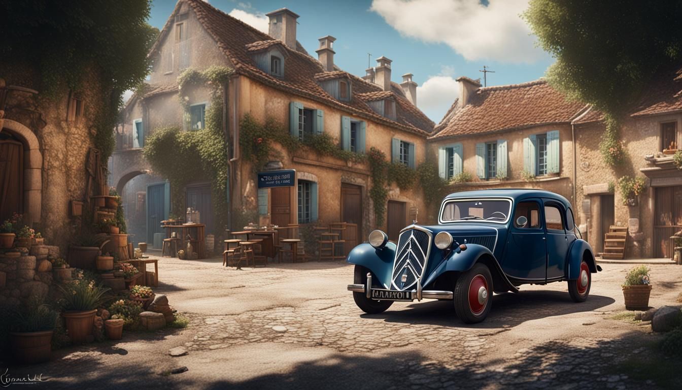 Citroen Traction Avant in French Village