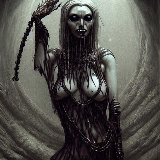 Gothic Cenobite Girl with Body Modifications