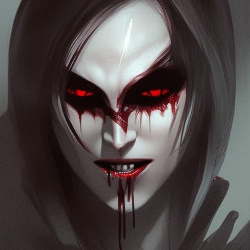 Sinister Vampire Portrait in Gothic Horror Style
