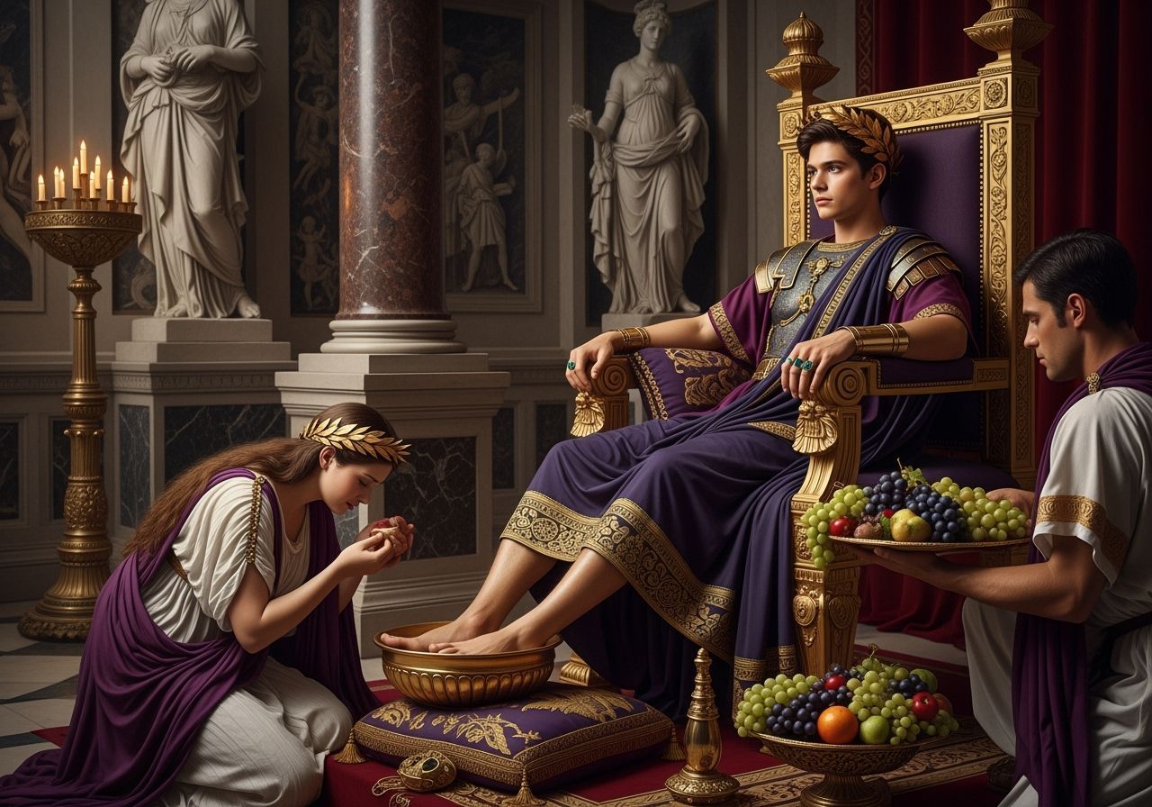 Regal Roman Emperor in Lavish Palace, Photography Style