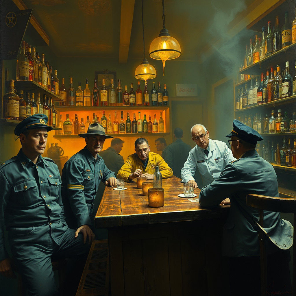 Mystical Bar Scene in Salvador Dali Style