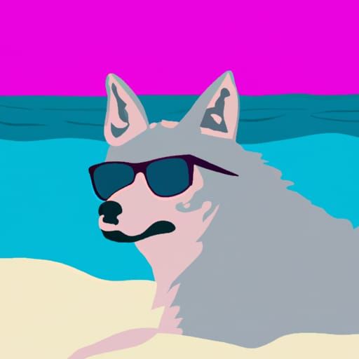 Wolf with Shades Enjoying Beach Vacation