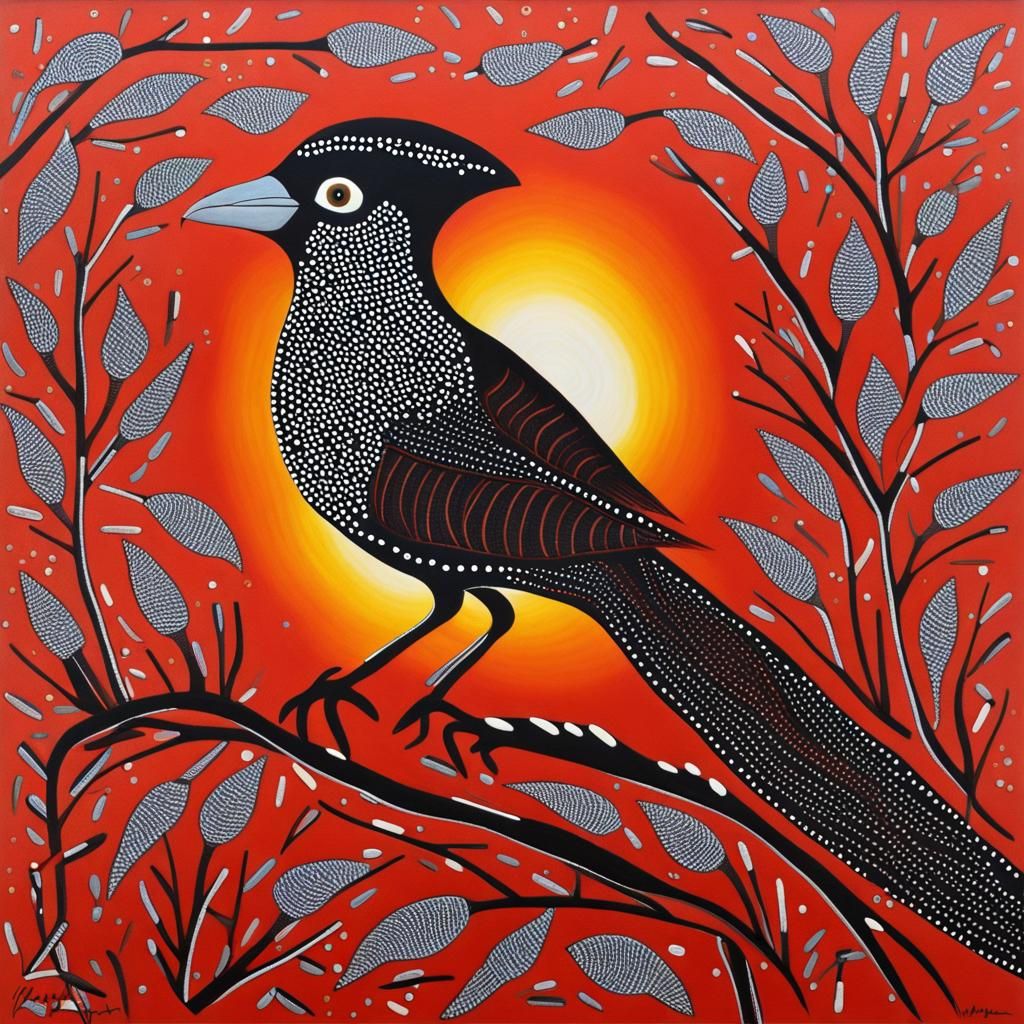 Magpie in Aboriginal Australian Art Style