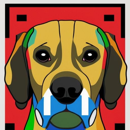 Pop Art Dog in Geometric Bauhaus Style