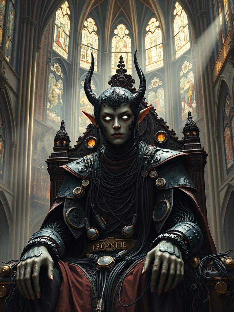 Cybernetic Elf Prince Reigns in Gothic Cathedral of Light an...