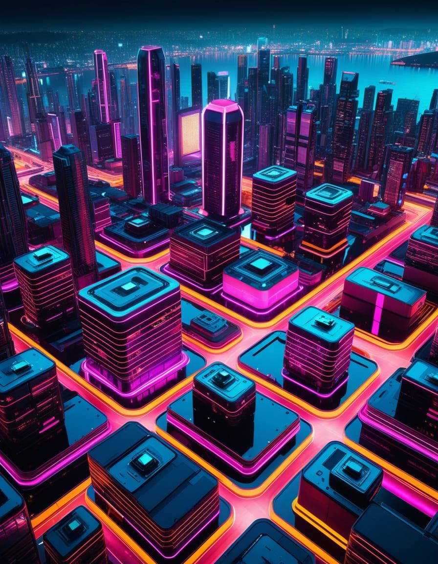 Futuristic Cyberpunk Cityscape at Night