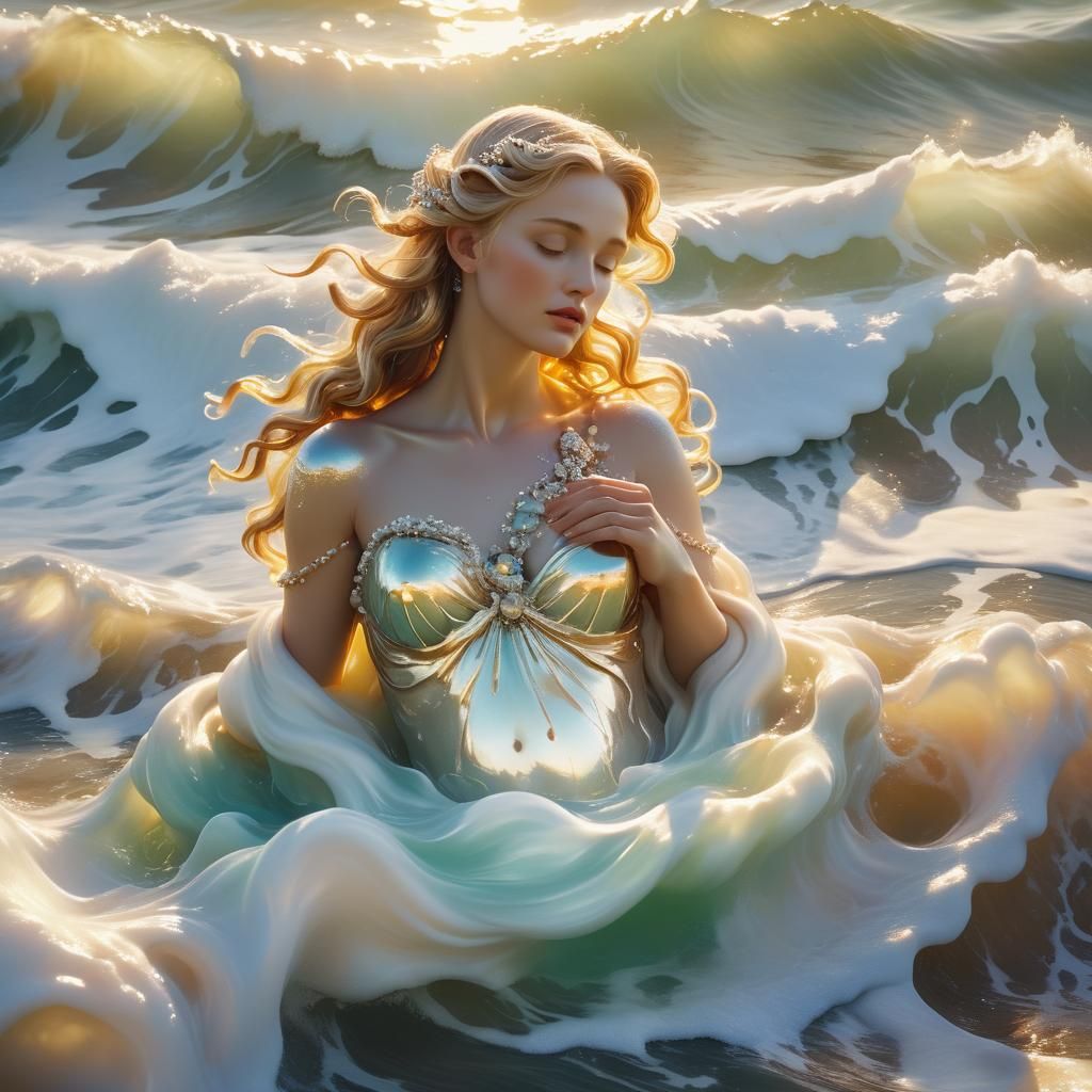 Aphrodite Emerges from Sea Foam: Neo-Surrealist Art