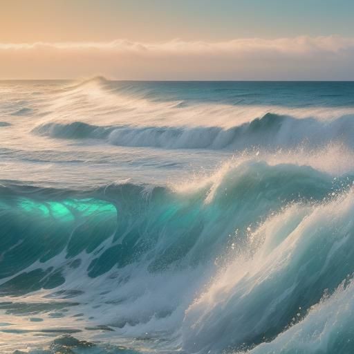 Impressionist Seascape Painting of a Crashing Wave