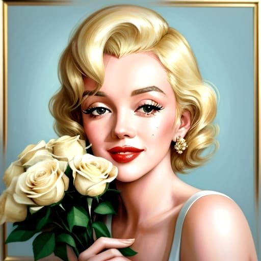 Marilyn Monroe in a Vibrant Gouache Portrait