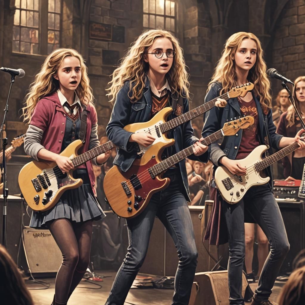 Hermione, Harry, and Luna in Rock Band