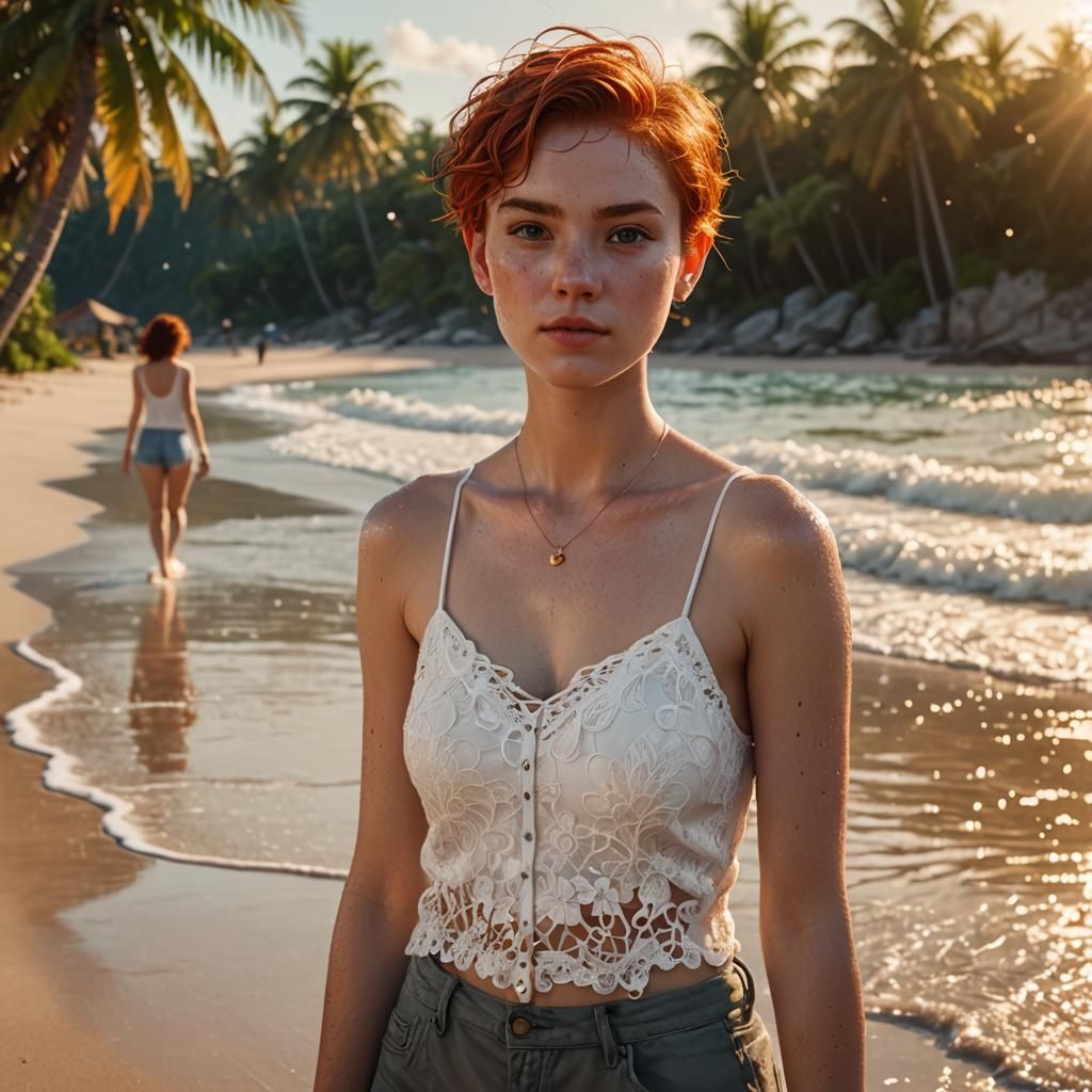 Tropical Beach Beauty in Hyper-Realistic Digital Art