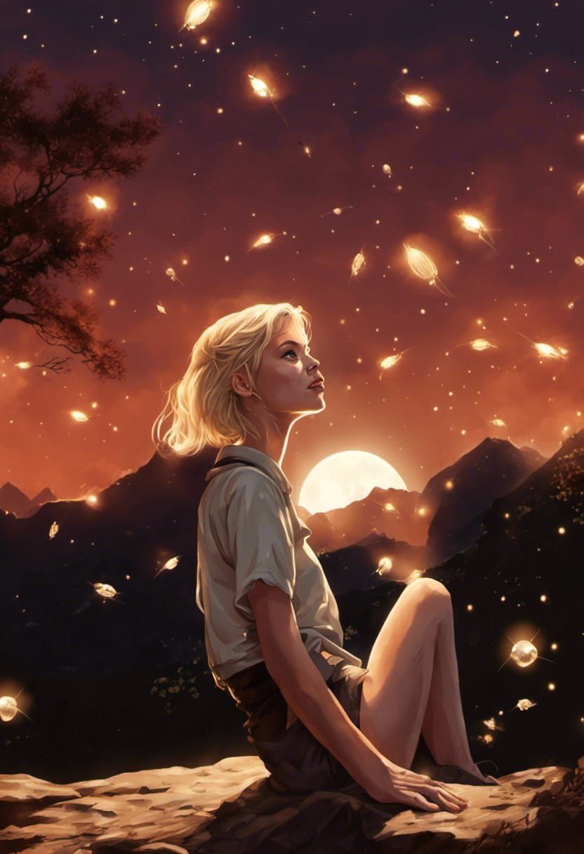 Blonde Observes Alien Invasion at Night