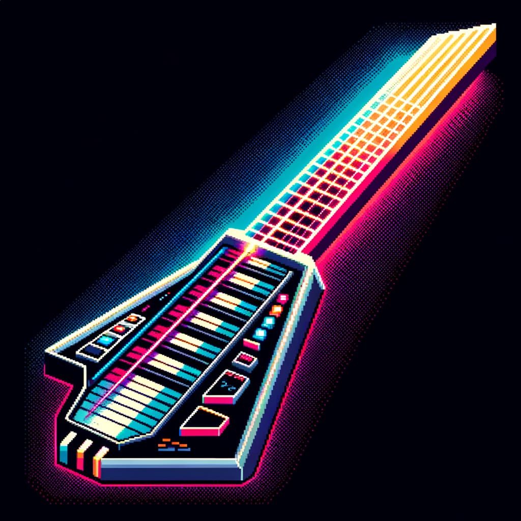 Pixel Art Keytar Icon with Laser Blade