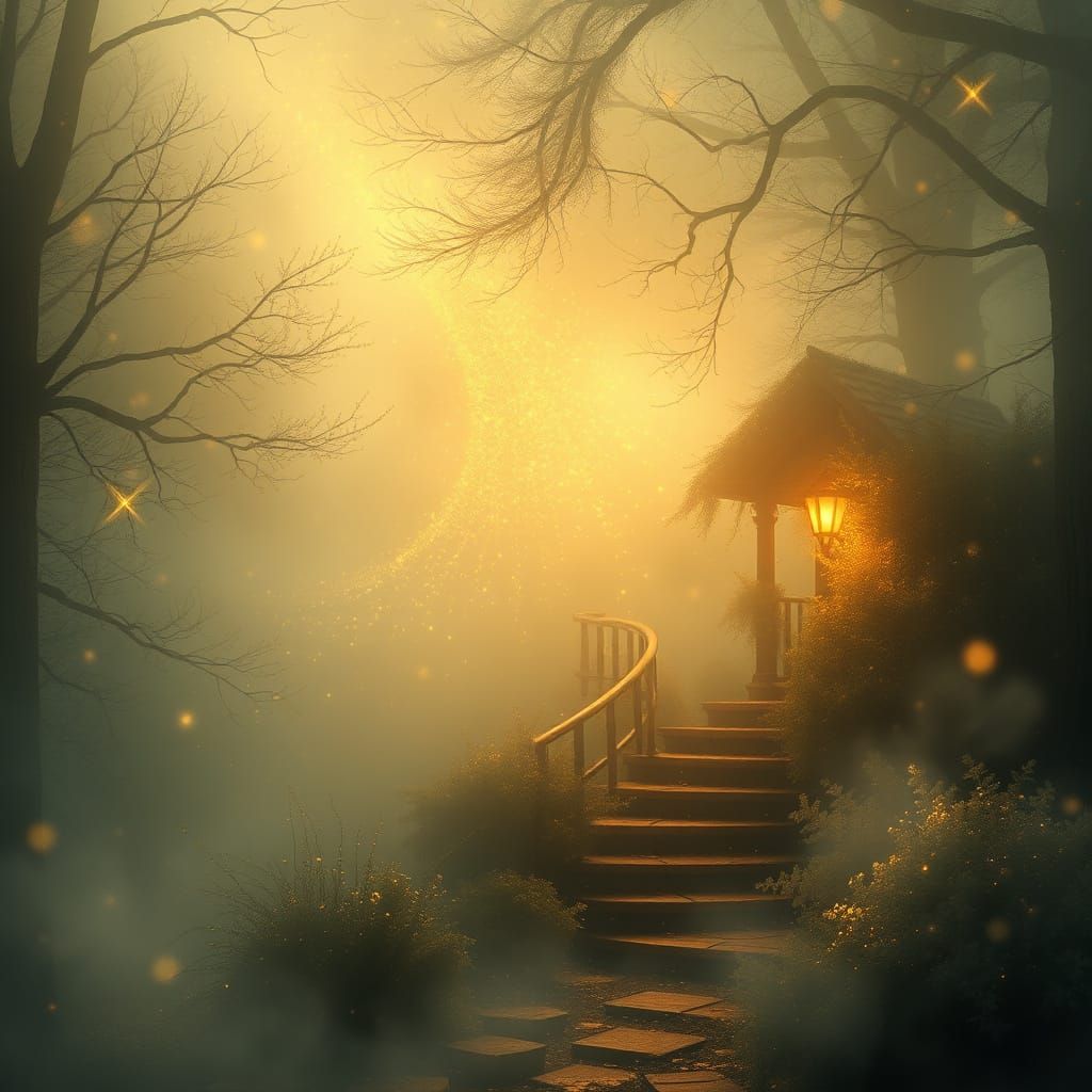 Dreamy, Ethereal Scene with Heavenly Wonder and Glittering G...