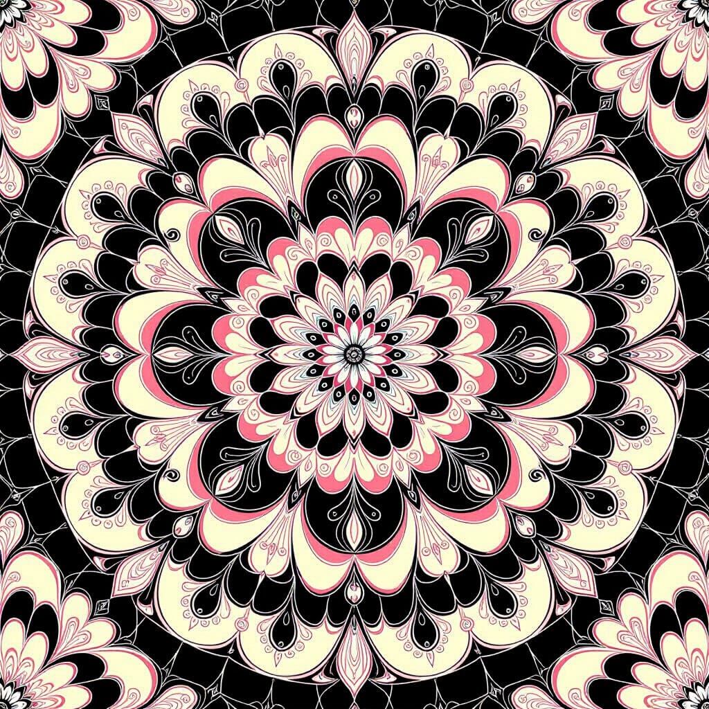 Psychedelic Candy Art Mandala in Whimsical Style