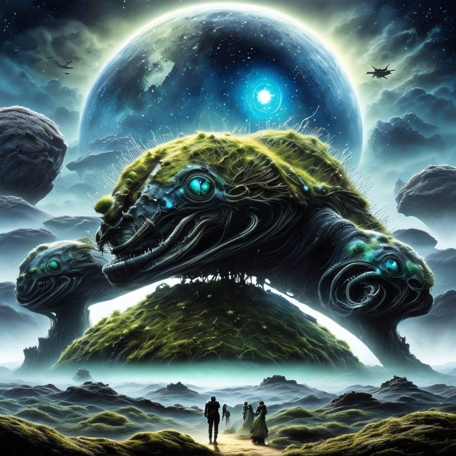 Rabbit on Alien Planet with Glowing Eyes