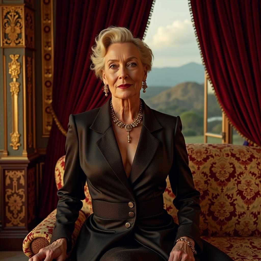 Meryl Streep: High Fashion Model in Opulent Setting